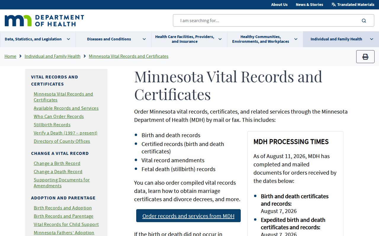 Minnesota court clerks and vital records office distinctions