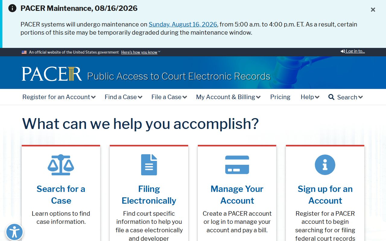 Minnesota court dockets federal case access through PACER