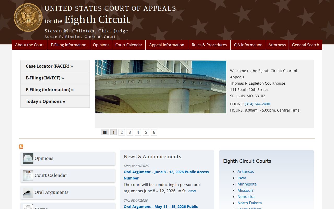Minnesota court system Eighth Circuit Court of Appeals