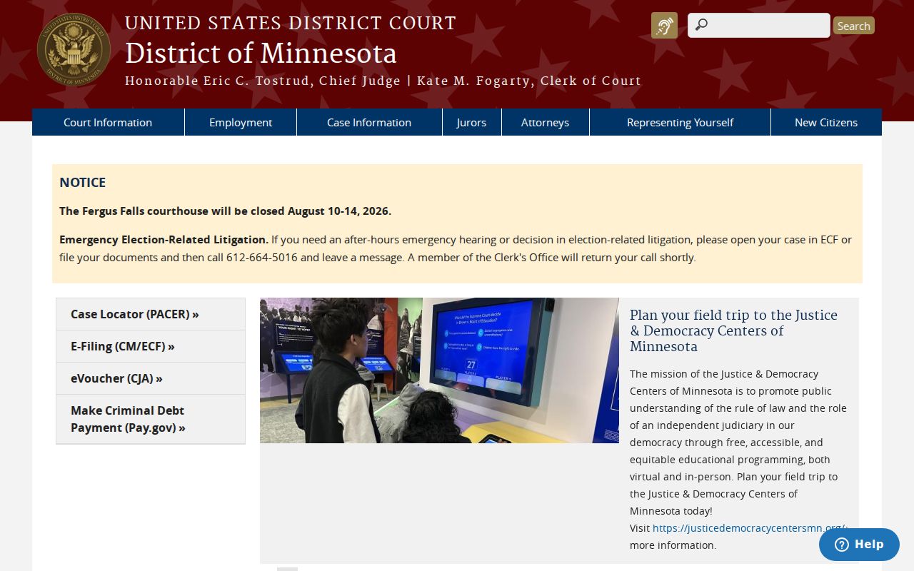 Minnesota court system U.S. District Court for the District of Minnesota