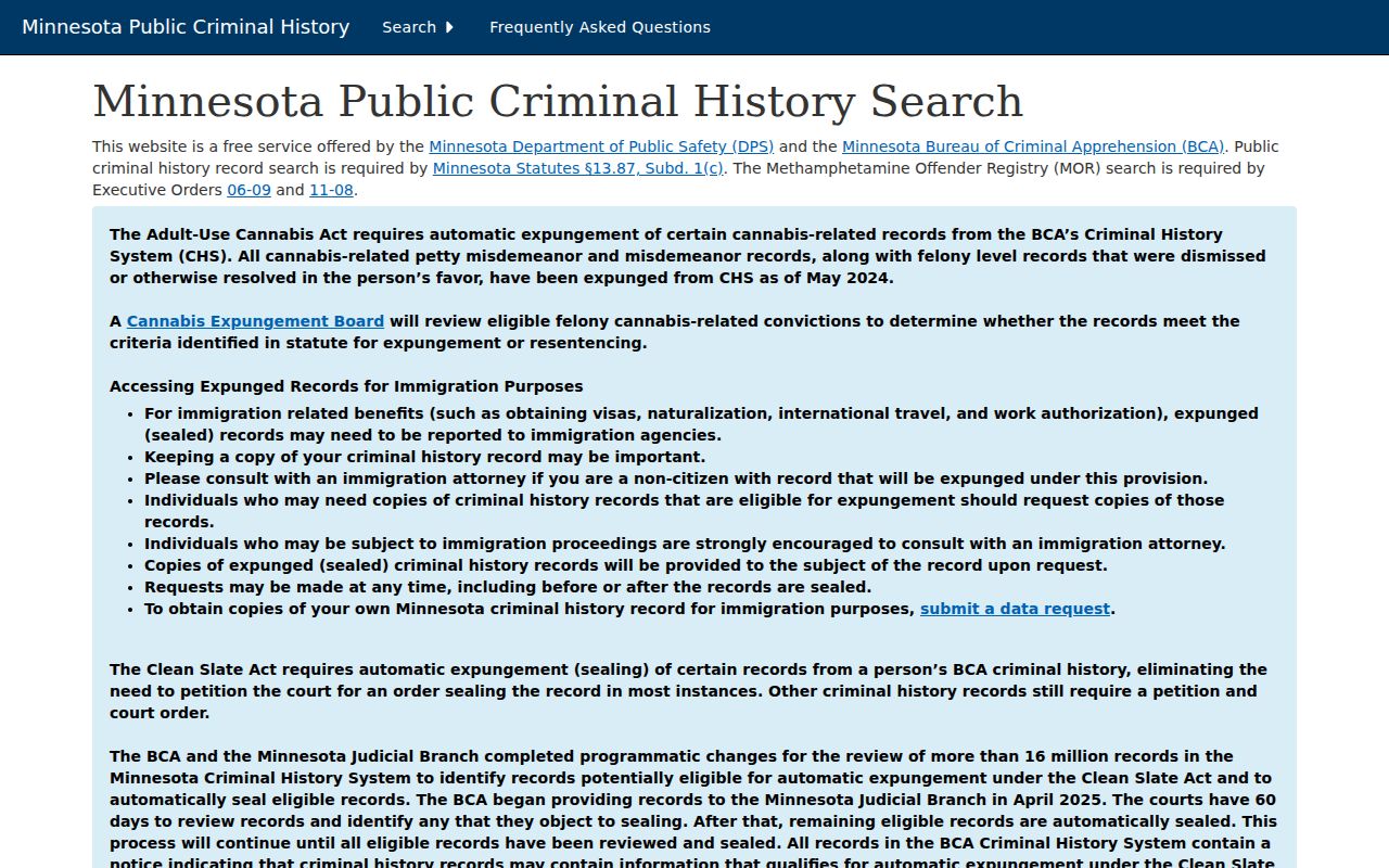 Minnesota criminal court records public criminal history search