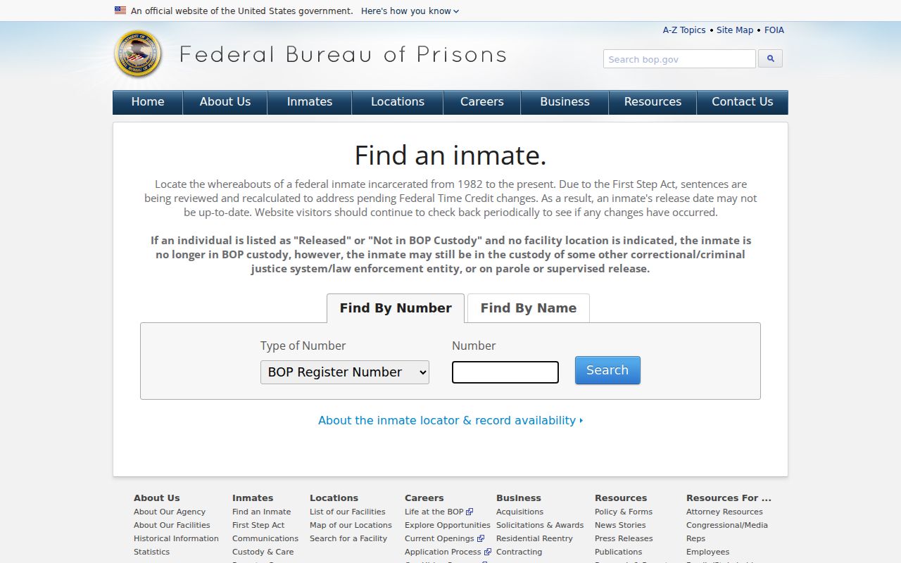 Minnesota inmate records federal Bureau of Prisons locator